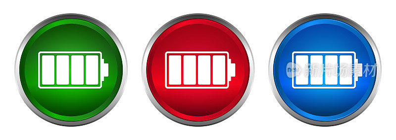 Battery icon supreme round button set design illustration